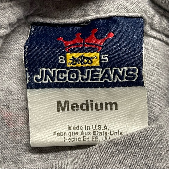 Vintage JNCO Jeans Shirt Size Med Gray Graffiti Crown Logo 90s Y2K Rave Skater - Picture 6 of 9
